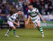 18 July 2019; Gary O'Neill of Shamrock Rovers, right, celebrates after scoring his side's second goal during the UEFA Europa League First Qualifying Round 2nd Leg match between Shamrock Rovers and SK Brann at Tallaght Stadium in Dublin. Photo by Seb Daly/Sportsfile