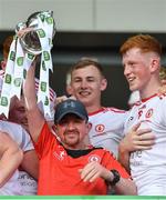 14 July 2019; Tyrone kitman Gerard O'Neill lifts the trophy after the EirGrid Ulster GAA Football U20 Championship Final match between Derry and Tyrone at Athletic Grounds in Armagh. Photo by Piaras Ó Mídheach/Sportsfile