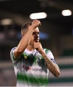 18 July 2019; Sean Kavanagh of Shamrock Rovers celebrates following his side's victory the UEFA Europa League First Qualifying Round 2nd Leg match between Shamrock Rovers and SK Brann at Tallaght Stadium in Dublin. Photo by Seb Daly/Sportsfile