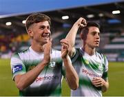 18 July 2019; Ronan Finn, left, and Gary O'Neill of Shamrock Rovers celebrate following their side's victory the UEFA Europa League First Qualifying Round 2nd Leg match between Shamrock Rovers and SK Brann at Tallaght Stadium in Dublin. Photo by Seb Daly/Sportsfile