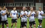 17 July 2019; Dean Jarvis of Dundalk, centre, and team-mates celebrate following the UEFA Champions League First Qualifying Round 2nd Leg match between Riga and Dundalk at Skonto Stadium in Riga, Latvia. Photo by Roman Koksarov/Sportsfile