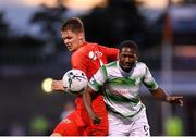 18 July 2019; Daniel Carr of Shamrock Rovers in action against Christian Eggen Rismark of SK Brann during the UEFA Europa League First Qualifying Round 2nd Leg match between Shamrock Rovers and SK Brann at Tallaght Stadium in Dublin. Photo by Seb Daly/Sportsfile