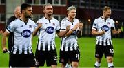 17 July 2019; Dundalk players celebrate following the UEFA Champions League First Qualifying Round 2nd Leg match between Riga and Dundalk at Skonto Stadium in Riga, Latvia. Photo by Roman Koksarov/Sportsfile