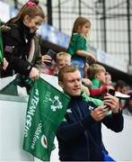 19 July 2019; Keith Earls takes a selfie with a fan following an Ireland Rugby open training session at Thomond Park in Limerick. Photo by David Fitzgerald/Sportsfile