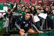 19 July 2019; Conor Murray poses for a photo with fans following an Ireland Rugby open training session at Thomond Park in Limerick. Photo by David Fitzgerald/Sportsfile