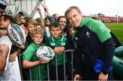 19 July 2019; Keith Earls poses for a photo with fans following an Ireland Rugby open training session at Thomond Park in Limerick. Photo by David Fitzgerald/Sportsfile