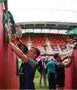 19 July 2019; Josh Van der Flier, left, and Cian Healy sign autographs for fans following an Ireland Rugby open training session at Thomond Park in Limerick. Photo by David Fitzgerald/Sportsfile