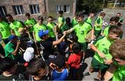 19 July 2019; George McMahon and team-mates during a Republic of Ireland players and staff visit to the Children and Youth Technical Creativity Center of Ajapnyak at the 2019 UEFA European U19 Championships in Yerevan, Armenia. Photo by Stephen McCarthy/Sportsfile