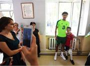19 July 2019; Andrew Omobamidele during a Republic of Ireland players and staff visit to the Children and Youth Technical Creativity Center of Ajapnyak at the 2019 UEFA European U19 Championships in Yerevan, Armenia. Photo by Stephen McCarthy/Sportsfile