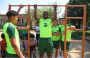 19 July 2019; Jonathan Afolabi during a Republic of Ireland players and staff visit to the Children and Youth Technical Creativity Center of Ajapnyak at the 2019 UEFA European U19 Championships in Yerevan, Armenia. Photo by Stephen McCarthy/Sportsfile