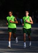19 July 2019; Republic of Ireland's Tyreik Wright, left, and Barry Coffey on an evening run near their team hotel ahead of the final round of group games at the 2019 UEFA European U19 Championships in Yerevan, Armenia. Photo by Stephen McCarthy/Sportsfile