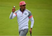 19 July 2019; Rafa Cabrera Bello of Spain acknowledges the gallery on the 18th green after finishing his round during Day Two of the 148th Open Championship at Royal Portrush in Portrush, Co Antrim. Photo by Brendan Moran/Sportsfile