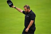 19 July 2019; Shane Lowry of Ireland acknowledges the gallery on the 18th green after finishing his round during Day Two of the 148th Open Championship at Royal Portrush in Portrush, Co Antrim. Photo by Brendan Moran/Sportsfile