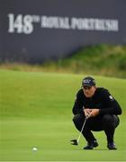 19 July 2019; Henrik Stenson of Sweden lines up a putt on the 18th green during Day Two of the 148th Open Championship at Royal Portrush in Portrush, Co Antrim. Photo by Brendan Moran/Sportsfile