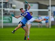 19 July 2019; Robert Tyrell of Laois in action against Donal Ryan of Dublin during the EirGrid Leinster GAA Football U20 Championship Final match between Laois and Dublin at Bord na Móna O’Connor Park in Tullamore, Co Offaly. Photo by Piaras Ó Mídheach/Sportsfile