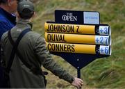 19 July 2019; The scoreboard with David Duval of USA's score following his round during Day Two of the 148th Open Championship at Royal Portrush in Portrush, Co Antrim. Photo by Brendan Moran/Sportsfile