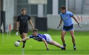 19 July 2019; Michael Doran of Laois fails to keep the ball in play as Donal Ryan of Dublin and linesman Fintan Pierce look on during the EirGrid Leinster GAA Football U20 Championship Final match between Laois and Dublin at Bord na Móna O’Connor Park in Tullamore, Co Offaly. Photo by Piaras Ó Mídheach/Sportsfile