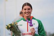 19 July 2019; Silver medallist Kate O'Connor of Ireland during the medal ceremony for the Women's Heptathlon during Day Two of the European Athletics U20 Championships in Borås, Sweden. Photo by Giancarlo Colombo/Sportsfile