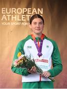 19 July 2019; Silver medallist Kate O'Connor of Ireland during the medal ceremony for the Women's Heptathlon during Day Two of the European Athletics U20 Championships in Borås, Sweden. Photo by Giancarlo Colombo/Sportsfile