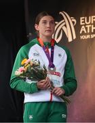 19 July 2019; Silver medallist Kate O'Connor of Ireland during the medal ceremony for the Women's Heptathlon during Day Two of the European Athletics U20 Championships in Borås, Sweden. Photo by Giancarlo Colombo/Sportsfile