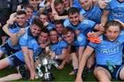 19 July 2019; Dublin players celebrate after the EirGrid Leinster GAA Football U20 Championship Final match between Laois and Dublin at Bord na Móna O’Connor Park in Tullamore, Co Offaly. Photo by Piaras Ó Mídheach/Sportsfile