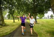 20 July 2019; David Gillick, left, with Balazs Orban from Budapest, Hungary during the Fairview parkrun where Vhi hosted a special event to celebrate their partnership with parkrun Ireland. Vhi ambassador and Olympian David Gillick was on hand to lead the warm up for parkrun participants before completing the 5km free event. Parkrunners enjoyed refreshments post event at the Vhi Rehydrate, Relax, Refuel and Reward areas. parkrun in partnership with Vhi support local communities in organising free, weekly, timed 5k runs every Saturday at 9.30am. Photo by David Fitzgerald/Sportsfile