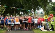 20 July 2019; Participants prior to the Fairview parkrun where Vhi hosted a special event to celebrate their partnership with parkrun Ireland. Vhi ambassador and Olympian David Gillick was on hand to lead the warm up for parkrun participants before completing the 5km free event. Parkrunners enjoyed refreshments post event at the Vhi Rehydrate, Relax, Refuel and Reward areas. parkrun in partnership with Vhi support local communities in organising free, weekly, timed 5k runs every Saturday at 9.30am. Photo by David Fitzgerald/Sportsfile