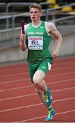 20 July 2019; David Ryan of Ireland competing in the Men's 4x400m Relay qualifying rounds during Day Three of the European Athletics U20 Championships in Borås, Sweden. Photo by Giancarlo Colombo/Sportsfile