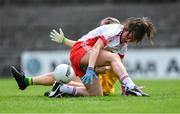 20 July 2019; Christiane Hunter of Tyrone in action against Karen Gutherie of Donegal during the TG4 All-Ireland Ladies Football Senior Championship Group 4 Round 2 match between Donegal and Tyrone at TEG Cusack Park in Mullingar, Co. Westmeath. Photo by Piaras Ó Mídheach/Sportsfile