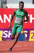 20 July 2019; Reality Osuoha of Ireland competing in the Men's 200m semifinal during Day Three of the European Athletics U20 Championships in Borås, Sweden. Photo by Giancarlo Colombo/Sportsfile