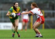 20 July 2019; Katy Herron of Donegal in action against Niamh McGirr of Tyrone during the TG4 All-Ireland Ladies Football Senior Championship Group 4 Round 2 match between Donegal and Tyrone at TEG Cusack Park in Mullingar, Co. Westmeath. Photo by Piaras Ó Mídheach/Sportsfile