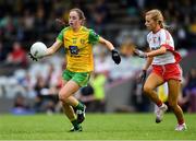 20 July 2019; Megan Ryan of Donegal in action against Emma Brennan of Tyrone during the TG4 All-Ireland Ladies Football Senior Championship Group 4 Round 2 match between Donegal and Tyrone at TEG Cusack Park in Mullingar, Co. Westmeath. Photo by Piaras Ó Mídheach/Sportsfile