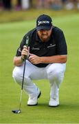 20 July 2019; Shane Lowry of Ireland lines up a putt on the 2nd green during Day Three of the 148th Open Championship at Royal Portrush in Portrush, Co Antrim. Photo by Brendan Moran/Sportsfile