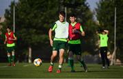 20 July 2019; Matt Everitt and Conor Grant, right, during a Republic of Ireland training session ahead of their final group game of the 2019 UEFA European U19 Championships at the FFA Technical Centre in Yerevan, Armenia. Photo by Stephen McCarthy/Sportsfile