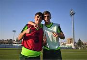 20 July 2019; Barry Coffey, left, and Oisin McEntee during a Republic of Ireland training session ahead of their final group game of the 2019 UEFA European U19 Championships at the FFA Technical Centre in Yerevan, Armenia. Photo by Stephen McCarthy/Sportsfile
