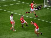 20 July 2019; James Loughrey of Cork, centre, celebrates after scoring his side's second goal of the game during the GAA Football All-Ireland Senior Championship Quarter-Final Group 2 Phase 2 match between Cork and Tyrone at Croke Park in Dublin. Photo by Seb Daly/Sportsfile