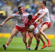 20 July 2019; Thomas Clancy of Cork in action against Brian Kennedy, left, and Colm Cavanagh of Tyrone during the GAA Football All-Ireland Senior Championship Quarter-Final Group 2 Phase 2 match between Cork and Tyrone at Croke Park in Dublin. Photo by David Fitzgerald/Sportsfile