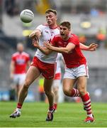 20 July 2019; Ian Magure of Cork in action against Brian Kennedy of Tyrone during the GAA Football All-Ireland Senior Championship Quarter-Final Group 2 Phase 2 match between Cork and Tyrone at Croke Park in Dublin. Photo by David Fitzgerald/Sportsfile