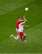 20 July 2019; Ian Maguire of Cork in action against Matthew Donnelly of Tyrone during the GAA Football All-Ireland Senior Championship Quarter-Final Group 2 Phase 2 match between Cork and Tyrone at Croke Park in Dublin. Photo by Seb Daly/Sportsfile