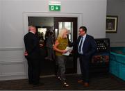 20 July 2019; Mick Wallace, Member of the European Parliament, is greeted by FAI Communications Director Cathal Dervan as he arrives at the FAI EGM at Dunboyne Castle in Dunboyne, Co. Meath. Photo by Eóin Noonan/Sportsfile