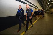 20 July 2019; Roscommon manager Anthony Cunningham, right, arrives alongside PRO Hugh Lynn prior to the GAA Football All-Ireland Senior Championship Quarter-Final Group 2 Phase 2 match between Dublin and Roscommon at Croke Park in Dublin. Photo by David Fitzgerald/Sportsfile