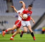 20 July 2019; Luke Connolly of Cork in action against Kieran McGeary of Tyrone during the GAA Football All-Ireland Senior Championship Quarter-Final Group 2 Phase 2 match between Cork and Tyrone at Croke Park in Dublin. Photo by Ray McManus/Sportsfile