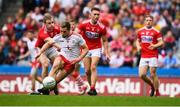 20 July 2019; Niall Sludden of Tyrone is tackled by Mattie Taylor of Cork resulting in a penalty during the GAA Football All-Ireland Senior Championship Quarter-Final Group 2 Phase 2 match between Cork and Tyrone at Croke Park in Dublin. Photo by David Fitzgerald/Sportsfile