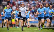 20 July 2019; Stephen Cluxton of Dublin leads his team out for the photo prior to the GAA Football All-Ireland Senior Championship Quarter-Final Group 2 Phase 2 match between Dublin and Roscommon at Croke Park in Dublin. Photo by David Fitzgerald/Sportsfile