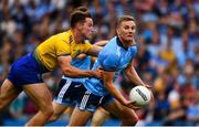 20 July 2019; Ciaran Kilkenny of Dublin in action against Sean Mullooly of Roscommon during the GAA Football All-Ireland Senior Championship Quarter-Final Group 2 Phase 2 match between Dublin and Roscommon at Croke Park in Dublin. Photo by Ray McManus/Sportsfile
