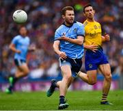 20 July 2019; Jack McCaffrey of Dublin in action against Colin Compton of Roscommon during the GAA Football All-Ireland Senior Championship Quarter-Final Group 2 Phase 2 match between Dublin and Roscommon at Croke Park in Dublin. Photo by Ray McManus/Sportsfile
