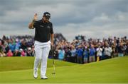 20 July 2019; Shane Lowry of Ireland celebrates after a birdie putt on the 15th green during Day Three of the 148th Open Championship at Royal Portrush in Portrush, Co Antrim. Photo by Ramsey Cardy/Sportsfile