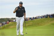 20 July 2019; Shane Lowry of Ireland celebrates after a birdie putt on the 16th green during Day Three of the 148th Open Championship at Royal Portrush in Portrush, Co Antrim. Photo by Ramsey Cardy/Sportsfile