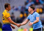 20 July 2019; Enda Smith of Roscommon and Philip McMahon of Dublin shake hands following the GAA Football All-Ireland Senior Championship Quarter-Final Group 2 Phase 2 match between Dublin and Roscommon at Croke Park in Dublin. Photo by Seb Daly/Sportsfile