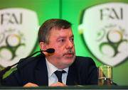 20 July 2019; FAI President Donal Conway speaking during a press conference following the FAI EGM at Dunboyne Castle in Dunboyne, Co. Meath. Photo by Eóin Noonan/Sportsfile